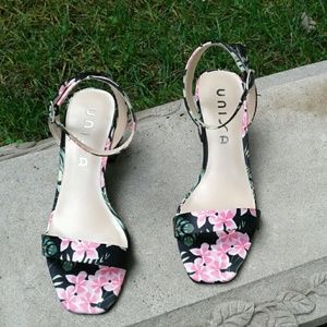 Unisa Floral Garden Ankle Strap Sandal Pump